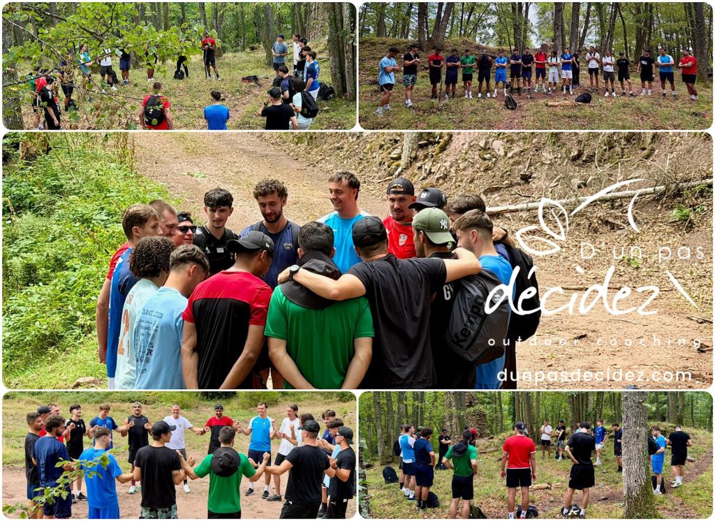 Les joueurs de Handball et le staff de l'ASPTT Mulhouse Rixheim bénéficient d'un accompagnement Outdoor Business Coaching avec D'un pas Décidez !